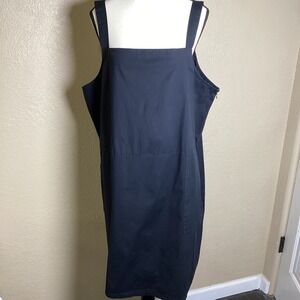 Eileen Fisher Women's XL Black Organic Cotton Stretch Jumper Pinafore Dress